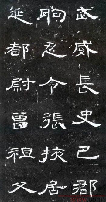 釋文：武威長(zhǎng)史巴郡朐忍令張掖居延都尉曾祖父