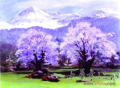 雪山下的春天 (油 畫) 王 霞