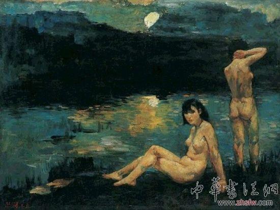徐悲鴻油畫(huà)作品《月夜》