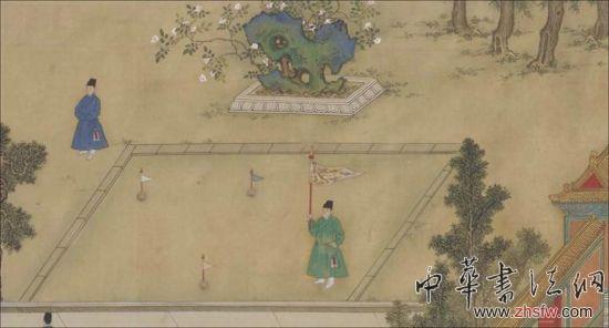 《明宣宗行樂圖》局部，捶丸