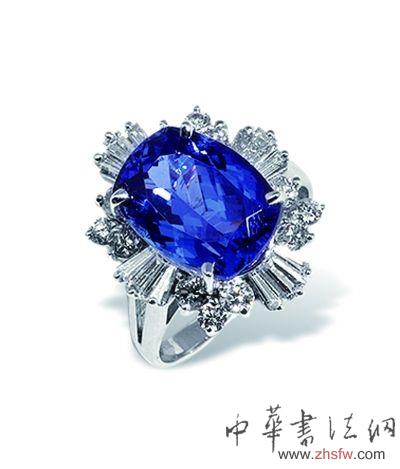 藍(lán)寶石鑲鉆鉑金戒指