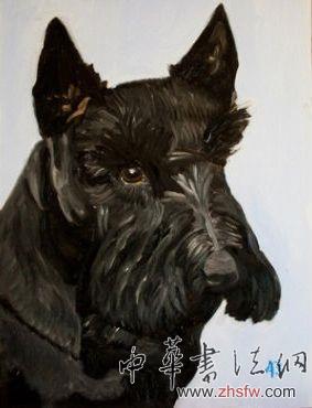 布什給小狗巴尼的畫(huà)像