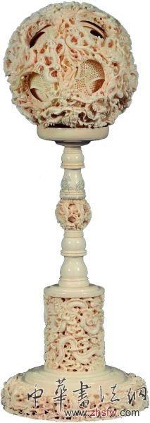 象牙多層球龍鳳紋擺件