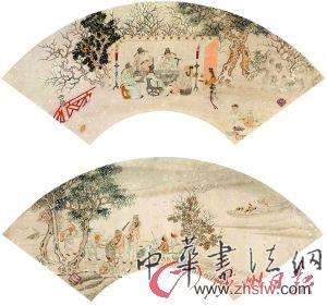 佚名 風(fēng)俗人物扇面