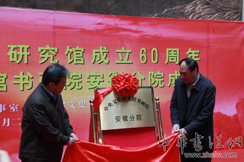 馮遠(yuǎn)副館長(zhǎng)與邵國(guó)荷秘書(shū)長(zhǎng)共同為安徽分院揭牌