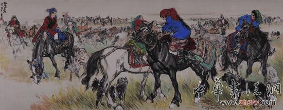 黃胄《歡騰的草原》