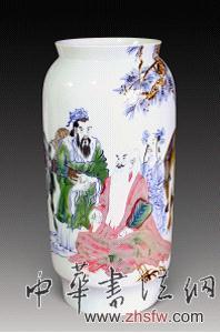 圖一：李菊生 高溫顏色釉《孔子問(wèn)道》&nbsp; 47.5×23cm