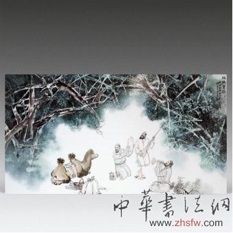 圖三：鐘蓮生 釉上彩瓷板《胡楊贊歌》&nbsp; 112×56cm