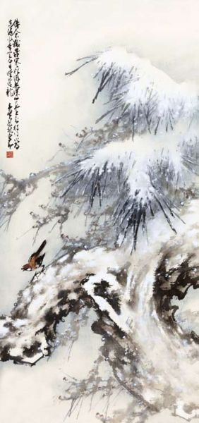 趙少昂《雪松幽禽》中國(guó)嘉德 2014春拍拍品