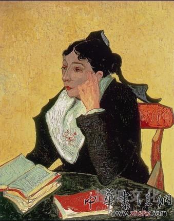 1888年，三十五歲的凡·高離開巴黎移居阿爾，法國南部的陽光使他傷痛的心靈得到慰藉，創(chuàng)作了不少作品。這幅《阿爾之婦女吉努夫人》畫的是在車站前經(jīng)營咖啡館的吉努夫人，據(jù)說是凡·高趁與他同住的畫家高更正在說服她作模特兒時(shí)迅速完成的作品，吉努夫人顯然受到打攪，目光游離，那本攤開的書不再為她所讀。我們熟悉類似的恍惚，在閱讀的過程中，那字里行間的打盹是旅程中的逗號，即使我們知道生命結(jié)尾的意外或不意外是無可抗拒的，這也是值得回味的出竅之時(shí)，就像凡·高此刻享受了一個(gè)平和的下午時(shí)光是多么地難得。