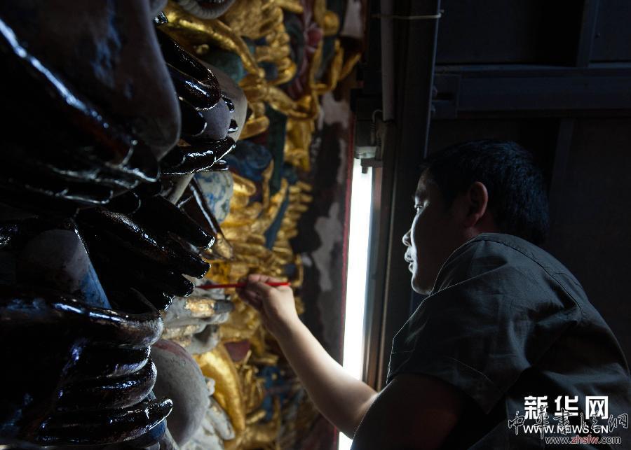 （社會）（4）重慶大足石刻千手觀音主尊造像修復(fù)工程進展順利