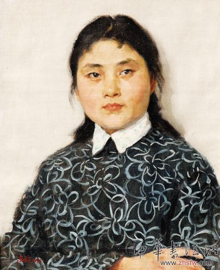 支招收藏避開虛假媚俗作品 穿藍(lán)印花布衣服的婦女 靳尚誼1978年作