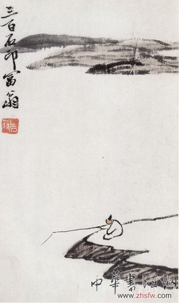 齊白石 《山水》 紙本水墨 110×44cm 1921 年