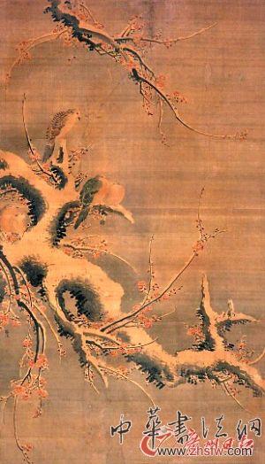 呂紀 《紅梅斑鳩圖》