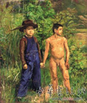 沙耆油畫引發(fā)海內(nèi)外購藏?zé)岢? alt= 《天行與裸體的同學(xué)》