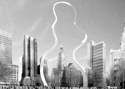 旋轉(zhuǎn)云狀雕塑效果圖