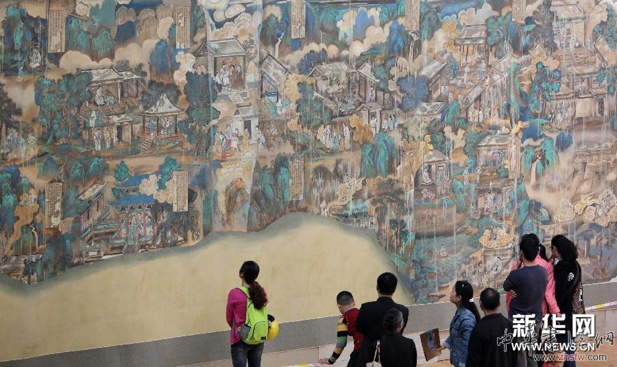 山西永樂宮壁畫臨摹版湖北襄陽展出 組圖