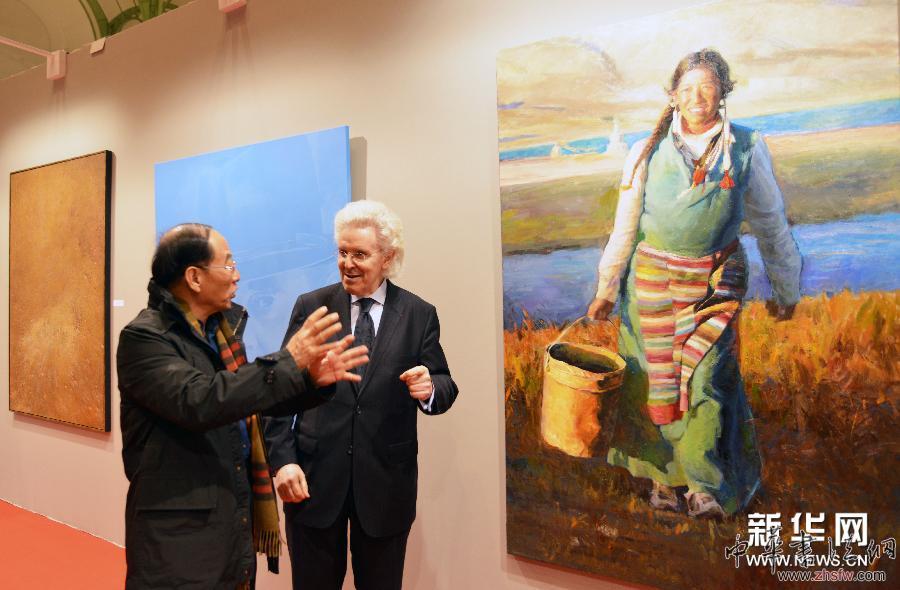韓玉臣西藏題材作品亮相巴黎“藝術(shù)首都”展覽 圖 (新華網(wǎng))韓玉臣西藏題材作品亮相巴黎“藝術(shù)首都”展覽