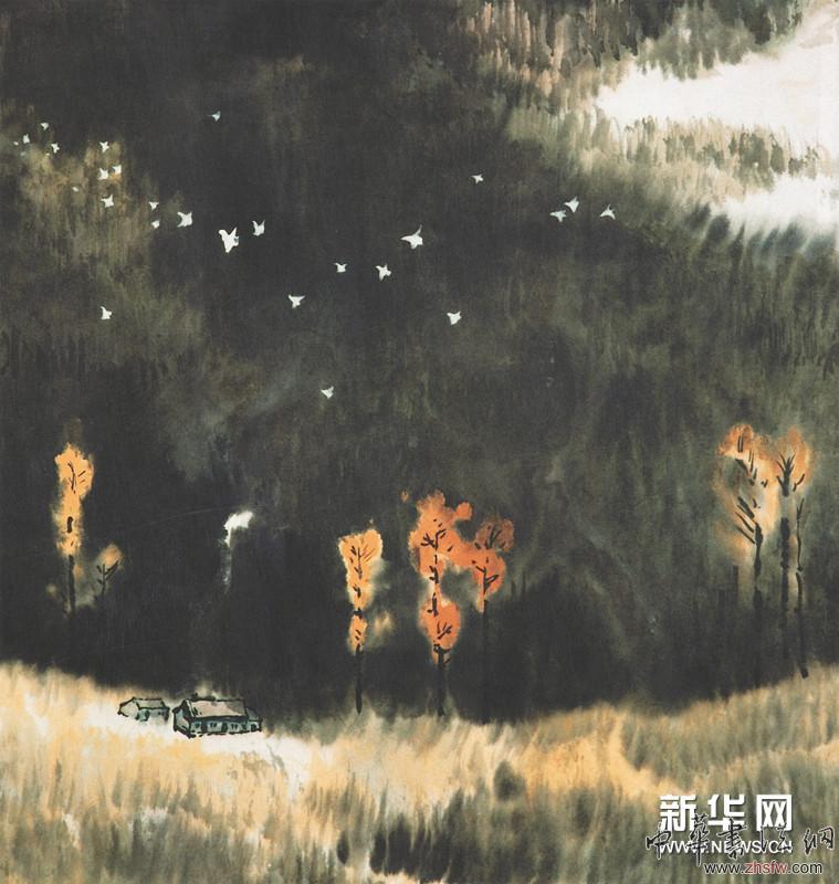 秋山暮靄 國(guó)畫(huà)