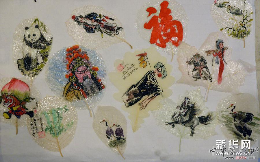 古稀老人巧手彩繪“葉脈畫” #(晚報)(2)古稀老人巧手彩繪“葉脈畫”