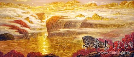 《高峽平湖》 綜合材料油畫 460cm×230cm 2012年