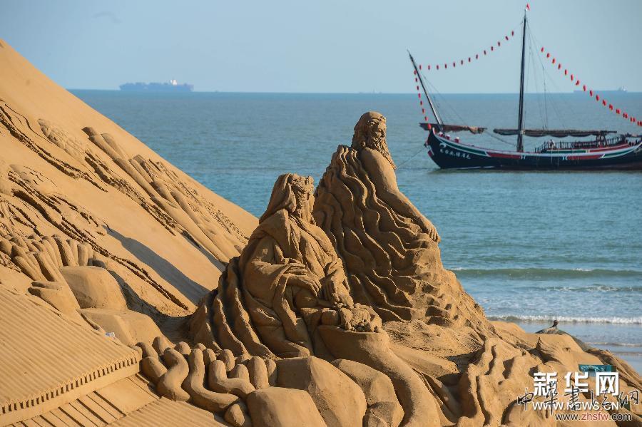 （美麗中國）（2）&ldquo;藍色海洋夢&rdquo;國際沙雕展在浙江舟山啟幕