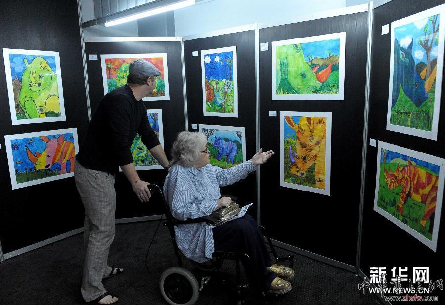 （國際）（2）南非兒童繪畫展呼吁保護犀牛