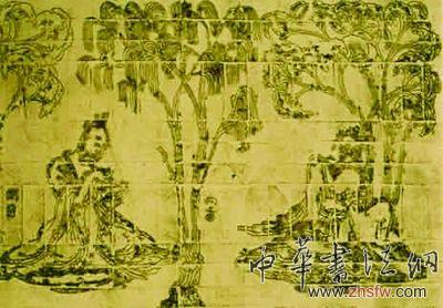 《竹林七賢和榮啟期》磚印模畫