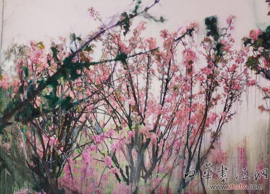 青年藝術(shù)100移師深圳 現(xiàn)代水墨PK戰(zhàn) 許宏翔 《春天之三》 130x180cm 布面油畫丙烯 2013